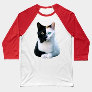 "Bicolor Harmony: Feline Elegance in Contrast" Baseball T-Shirt